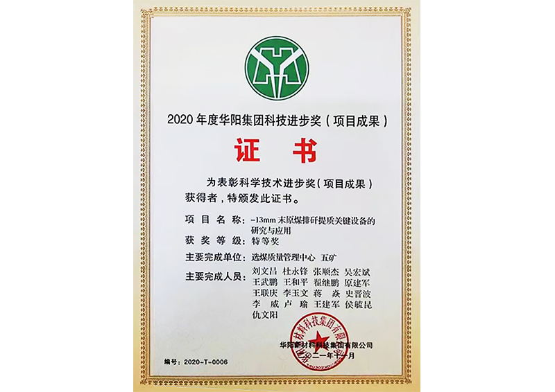 2020年度華陽集團科技進步獎